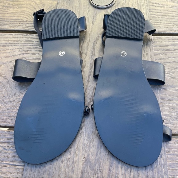 Ankle Strap Flat Sandals for Women Braid Toe Ring Summer Casual Shoes black boho - Picture 4 of 10